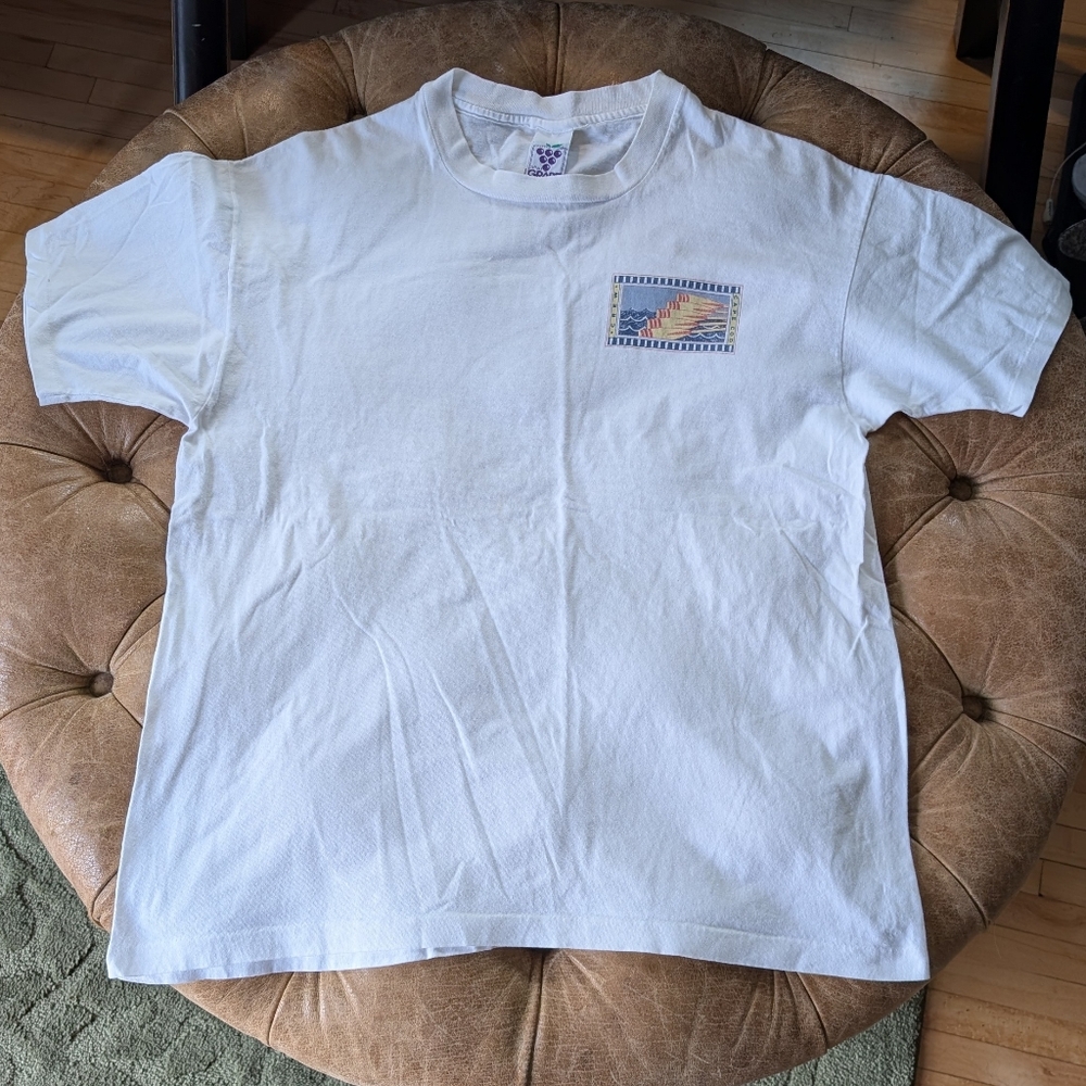 Vintage Single Stitch Cape Cod Grape White Cotton T-shirt made in USA early 90s